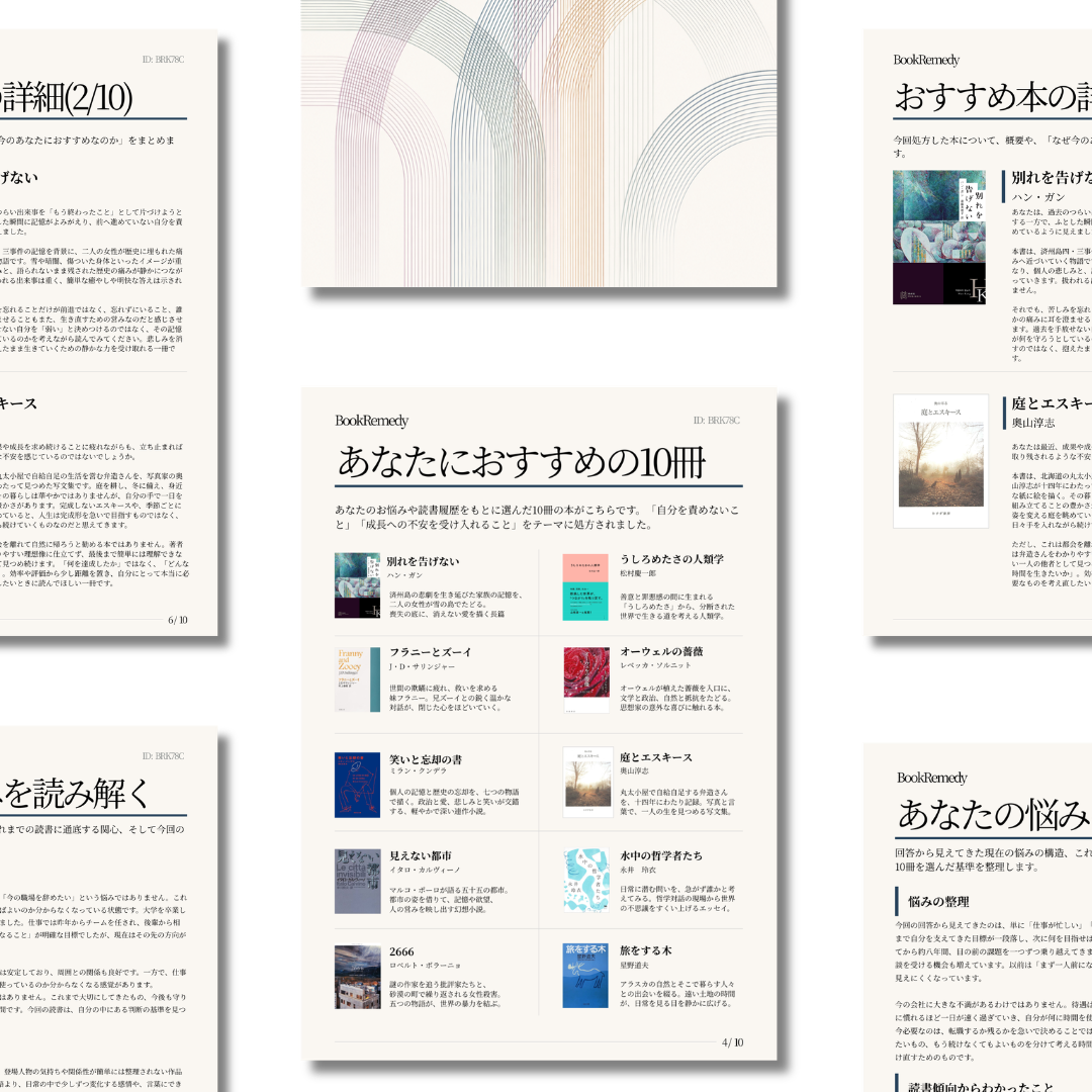 BookRemedyの読書処方レポートサンプル